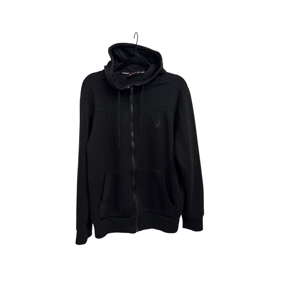 SPYDER Hoodie Sweatshirt Full Zip Black Active Hooded Jacket Men's Large